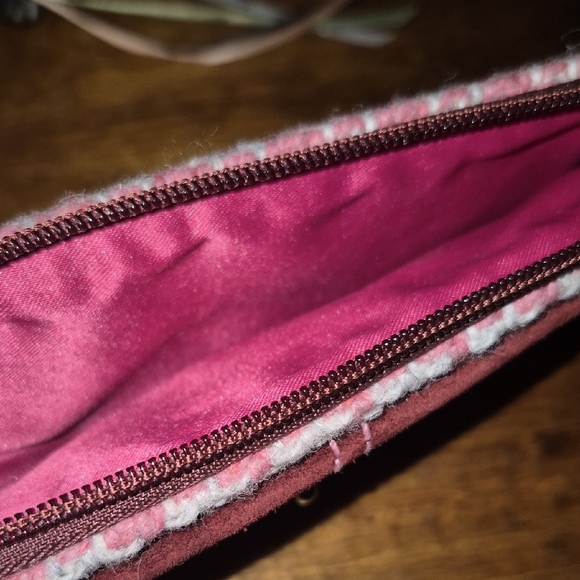 Coach Maroon and Pink Houndstooth Wristlet - Picture 3 of 5